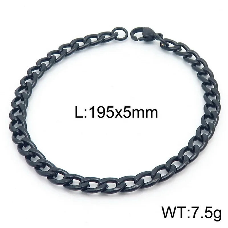 Trendy Personalized Hip Hop Stainless Steel NK Chain Bracelet  Style Geometry Pattern Vacuum Plated 18K Gold