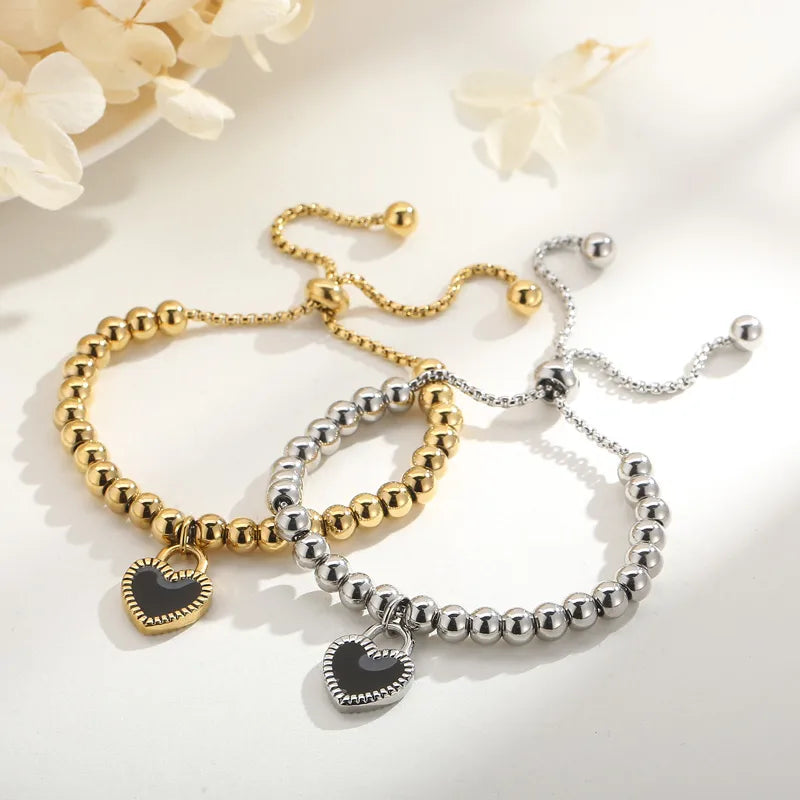 Sweet Heart Shape Titanium Steel 18K Gold Plated Bracelets In Bulk
