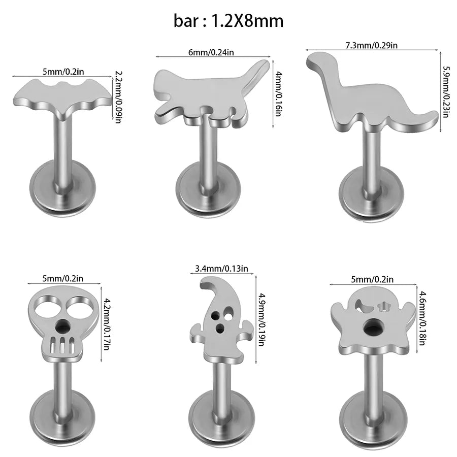 1 Piece Lip Rings Hip-Hop Hawaiian Rock Cat Skull 304 Stainless Steel Polishing Plating 18K Gold Plated Lip Rings Ear Cartilage Rings & Studs Nose Rings & Studs