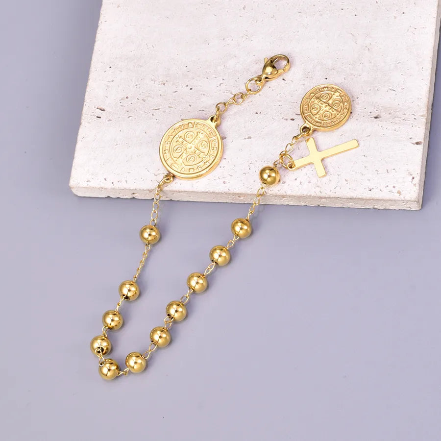 Casual Cross 304 Stainless Steel 18K Gold Plated Bracelets In Bulk