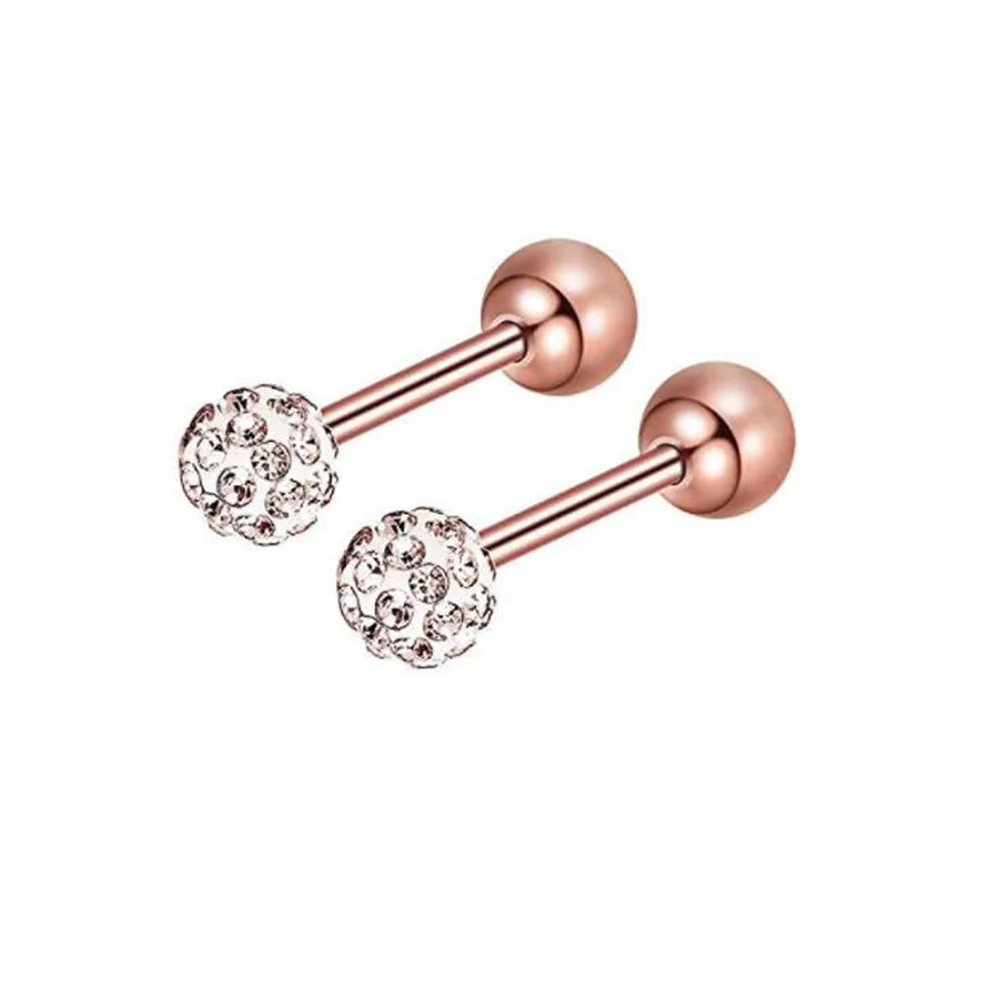 simple style geometric stainless steel inlay zircon ear studs 1 piece