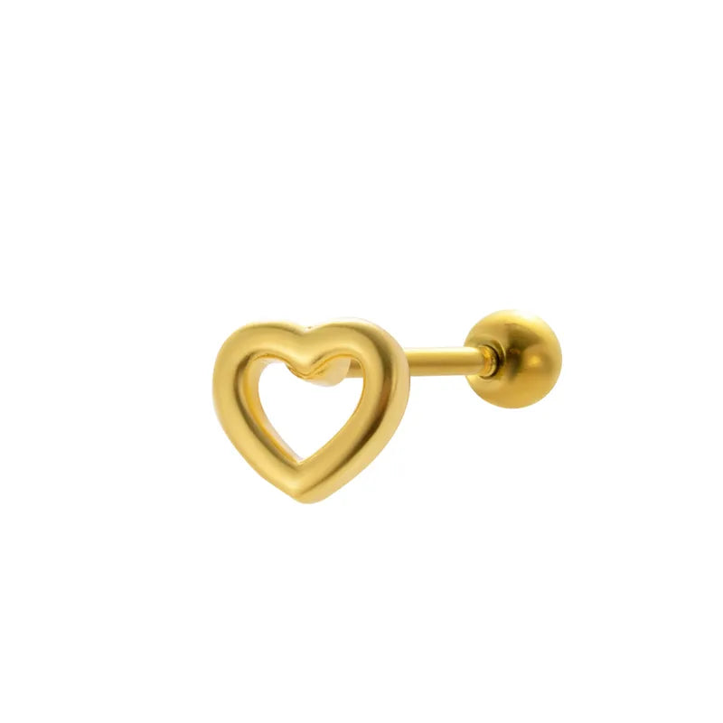 1 Piece Ear Cartilage Rings & Studs Vintage Style French Style Simple Style Leaves Water Droplets Heart Shape 316L Stainless Steel  Copper Plating Inlay Pearl Zircon