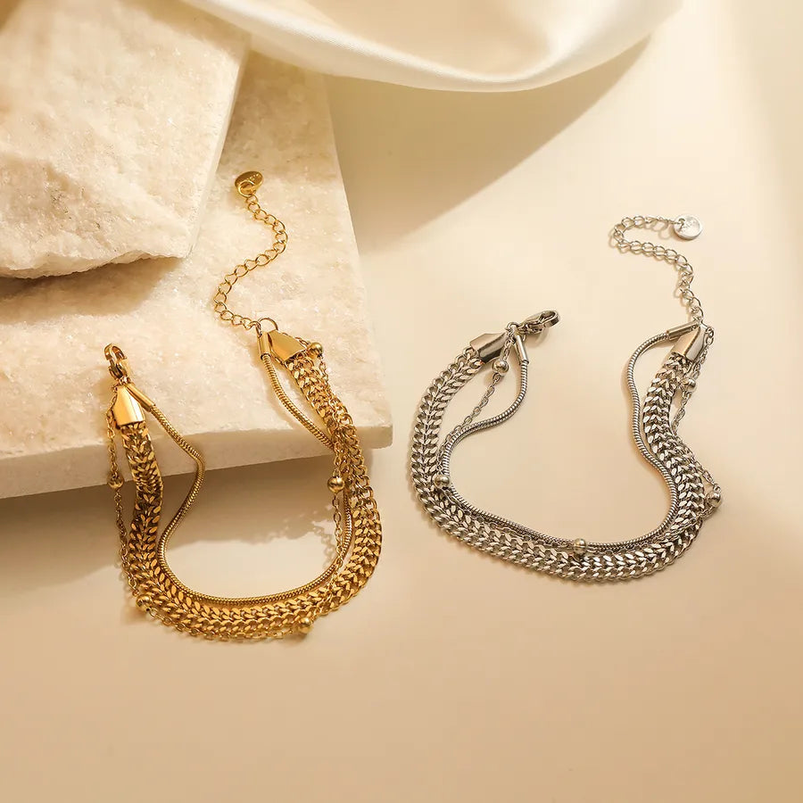 Simple Style Geometric 304 Stainless Steel 18K Gold Plated Bracelets In Bulk