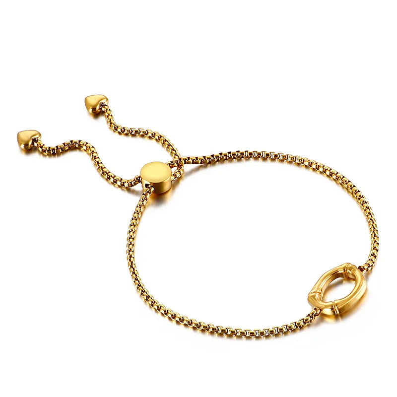 Letter Titanium Steel 18K Gold Plated Bracelets In Bulk