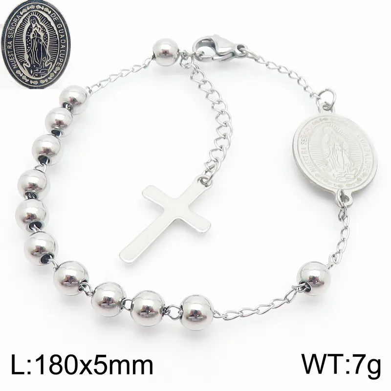 Basic Streetwear Cross Stainless Steel 18K Gold Plated Bracelets In Bulk