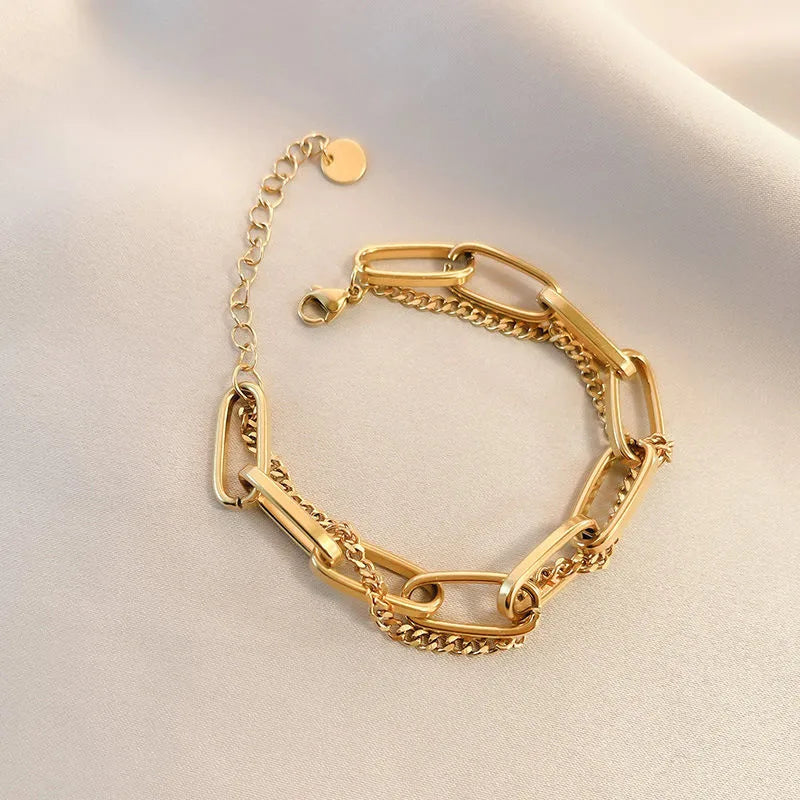 Geometric 304 Stainless Steel 18K Gold Plated Bracelets In Bulk