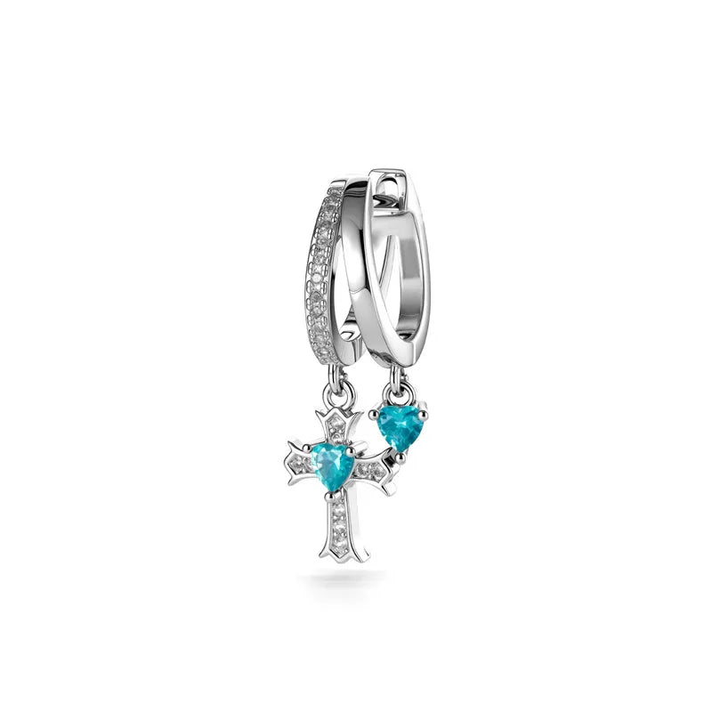 Sweet Style Unisex Cross Ear Cartilage Ring with Claw Setting, Copper and Zircon Inlay, 1 Piece