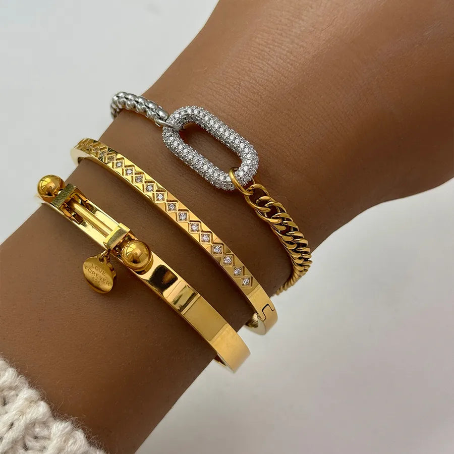 Simple Style Classic Style Geometric Titanium Steel 18K Gold Plated Bracelets In Bulk