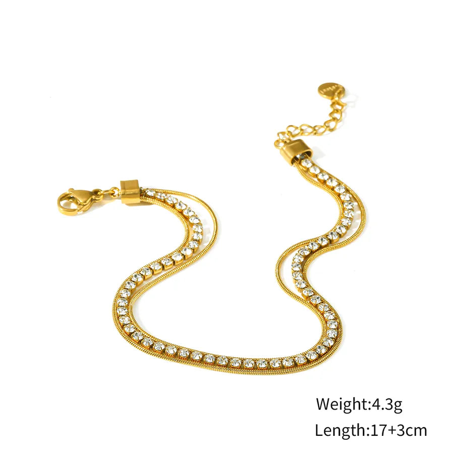 Casual Simple Style Geometric 304 Stainless Steel 16K Gold Plated White Gold Plated Gold Plated Bracelets In Bulk