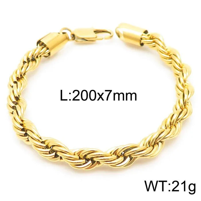 Simple Style Twist Stainless Steel 18K Gold Plated Bracelets In Bulk