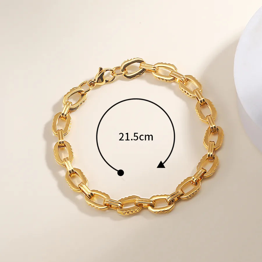 Simple Style Solid Color 201 Stainless Steel 18K Gold Plated Bracelets In Bulk