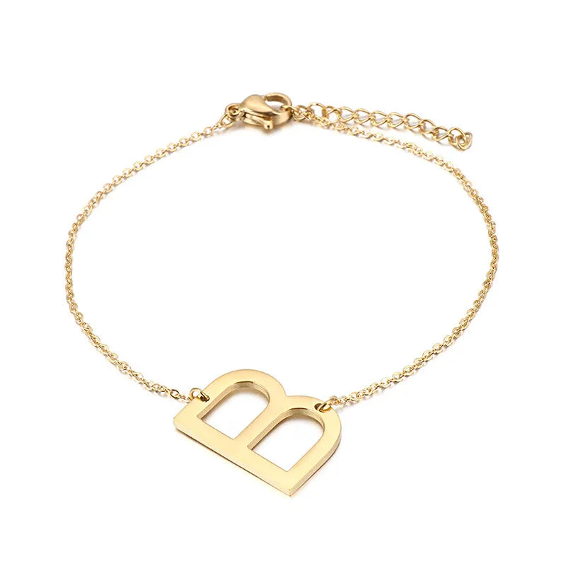 Fashion Letter Titanium Steel 18K Gold Plated Bracelets In Bulk